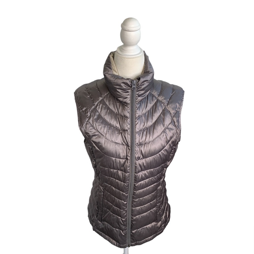 Bernardo Feather Goose Down Puffer Quilted Gray Vest sz S